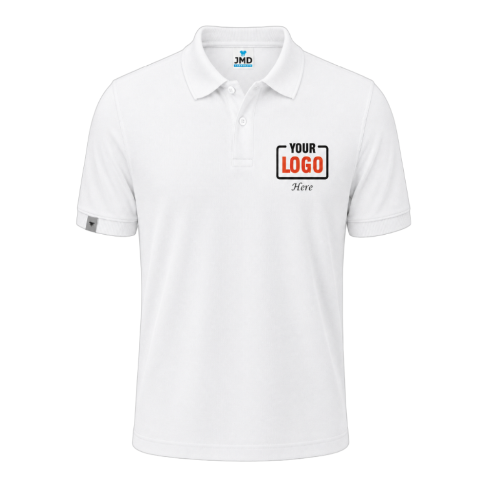 Airforce Blue Customized Polo T-Shirt With Your Company Logo | Order Logo Printed Tees | Peach Customized Polo T-Shirt With Your Company Logo | Order Logo Printed Tees | Navranggraphics.in