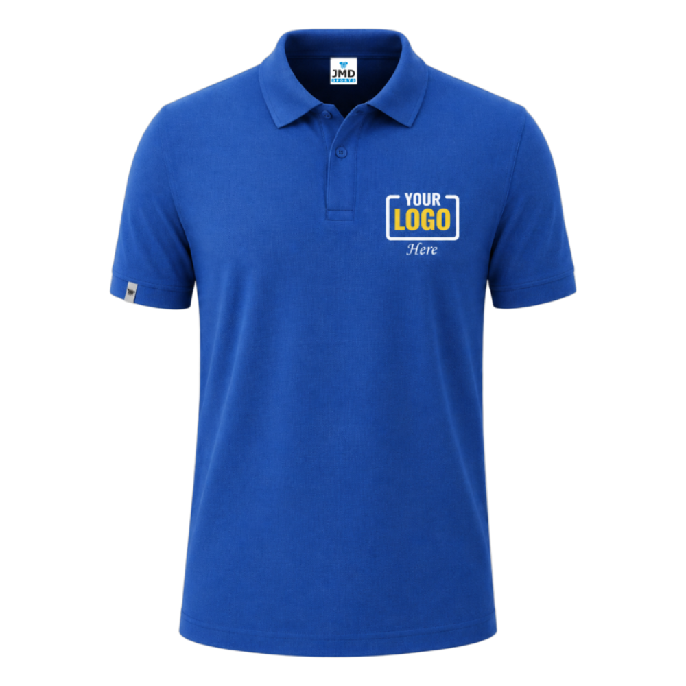 Airforce Blue Customized Polo T-Shirt With Your Company Logo | Order Logo Printed Tees | Peach Customized Polo T-Shirt With Your Company Logo | Order Logo Printed Tees | Navranggraphics.in