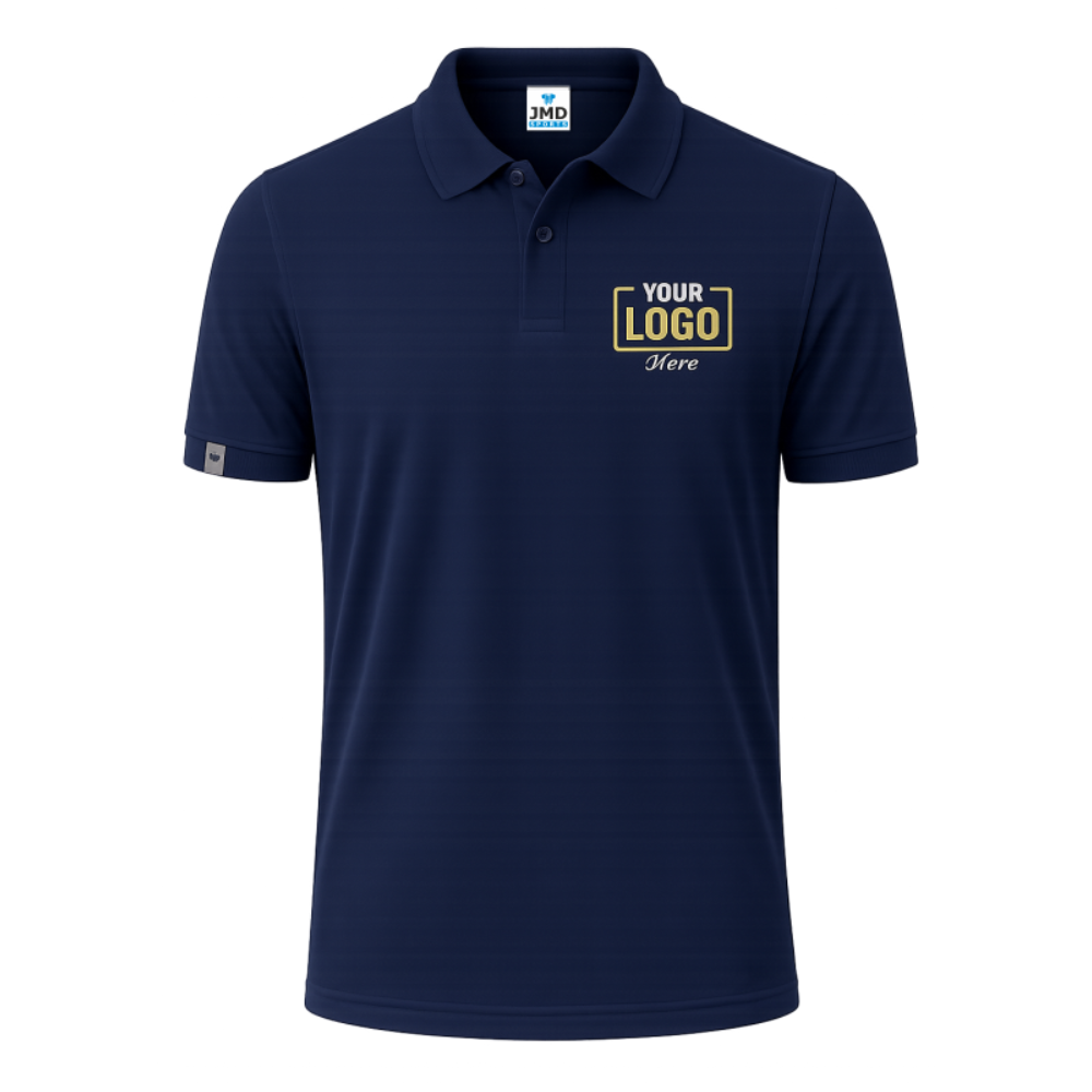 Airforce Blue Customized Polo T-Shirt With Your Company Logo | Order Logo Printed Tees | Peach Customized Polo T-Shirt With Your Company Logo | Order Logo Printed Tees | Navranggraphics.in