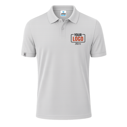 Airforce Blue Customized Polo T-Shirt With Your Company Logo | Order Logo Printed Tees | Peach Customized Polo T-Shirt With Your Company Logo | Order Logo Printed Tees | Navranggraphics.in