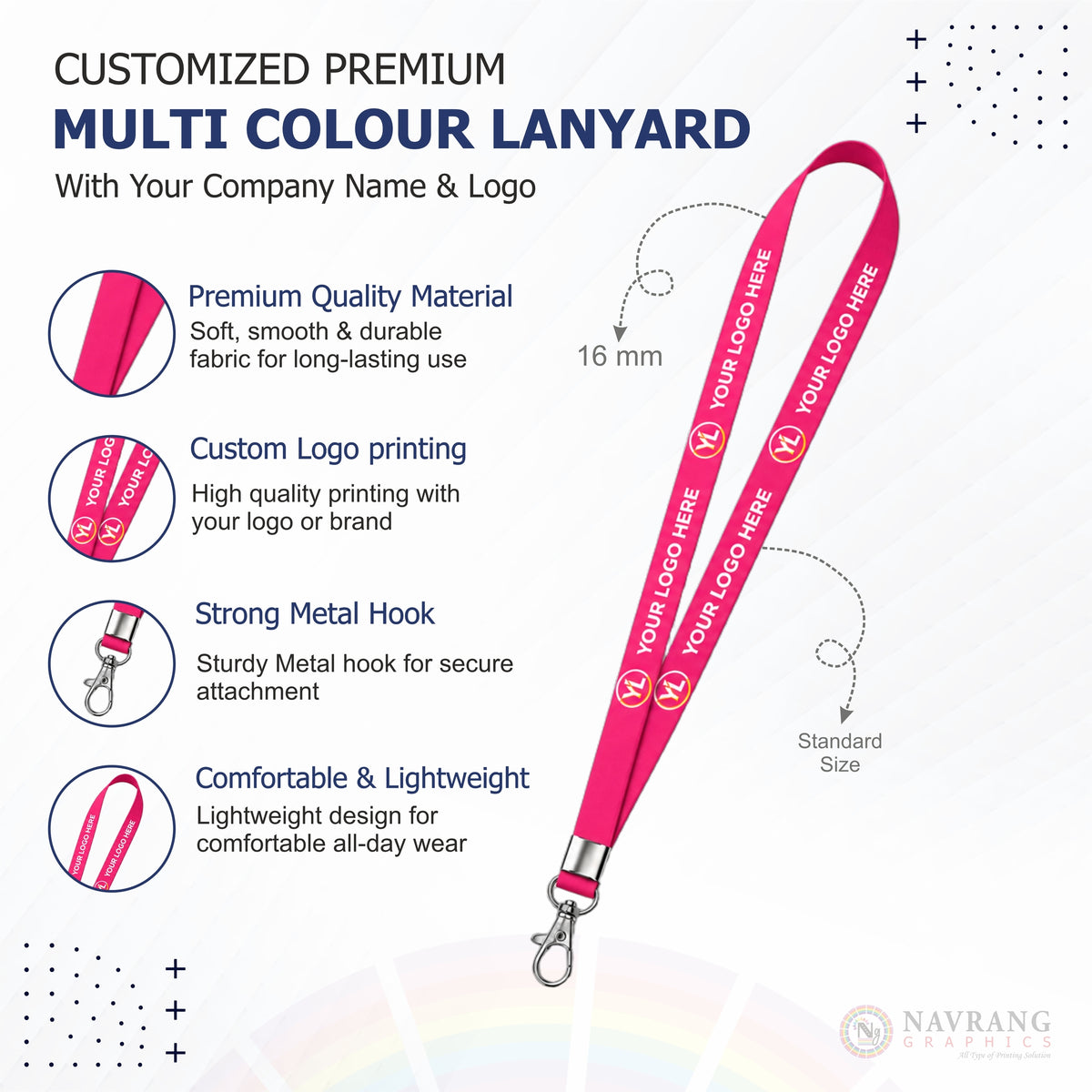 Customized Multicolor Lanyards | Customized With Your Company Logo | Navranggraphics.in (Copy)