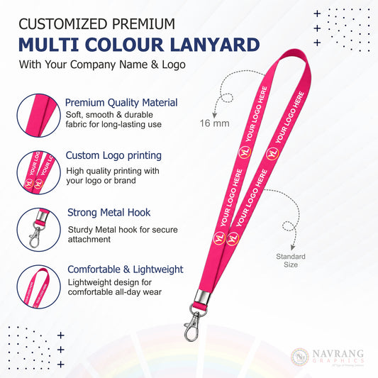 Customized Multicolor Lanyards | Customized With Your Company Logo | Navranggraphics.in (Copy)