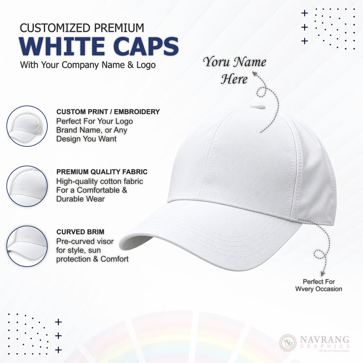 Customized Caps | Customized With Your Company Logo | Navranggraphics.in