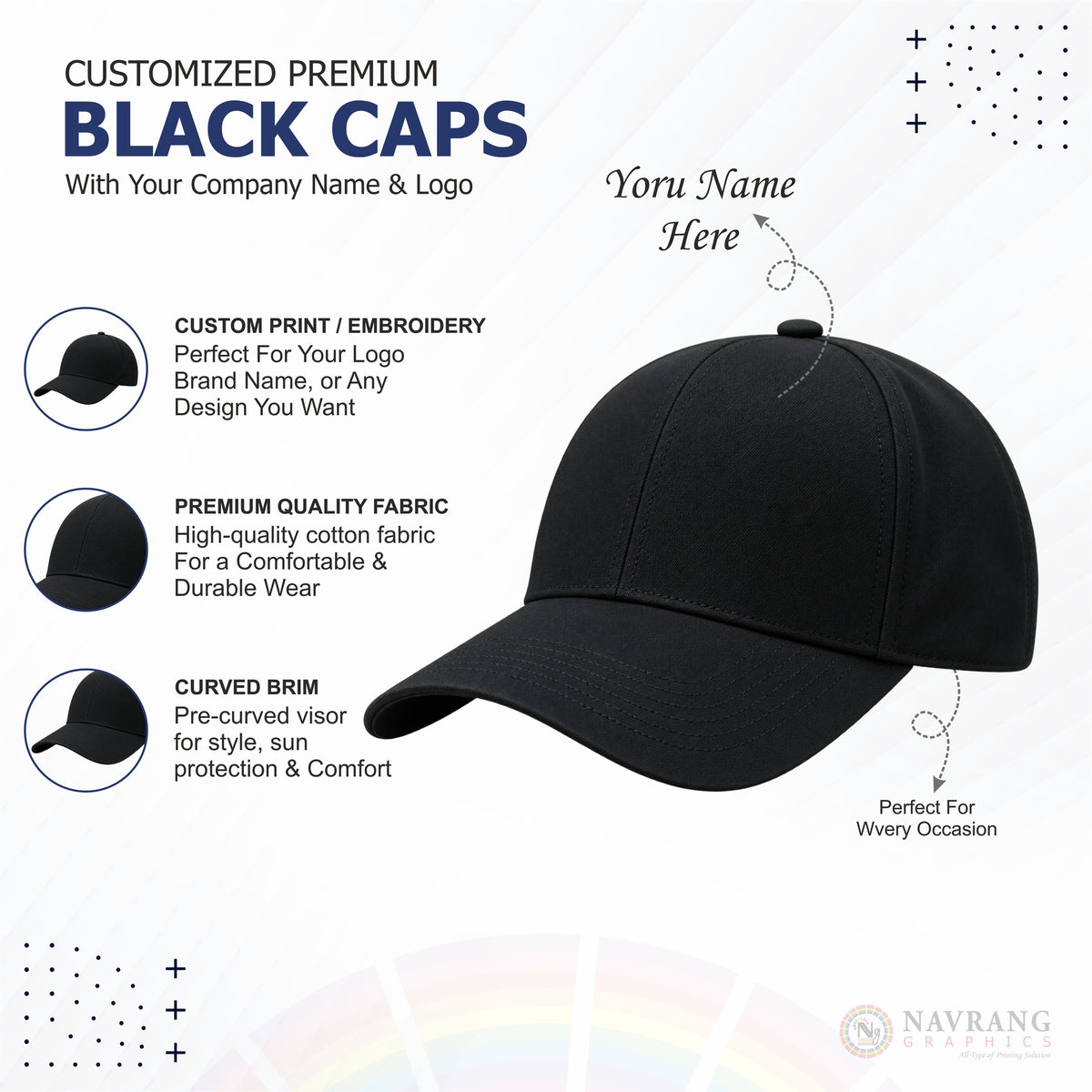 Customized Caps | Customized With Your Company Logo | Navranggraphics.in