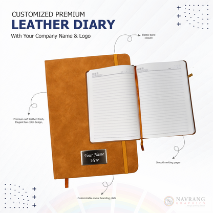 Customized Premium Executive 2 in 1 Corporate Gift Set with Company Logo – Black | Peach | Diary and Pen | NavrangGraphics.in