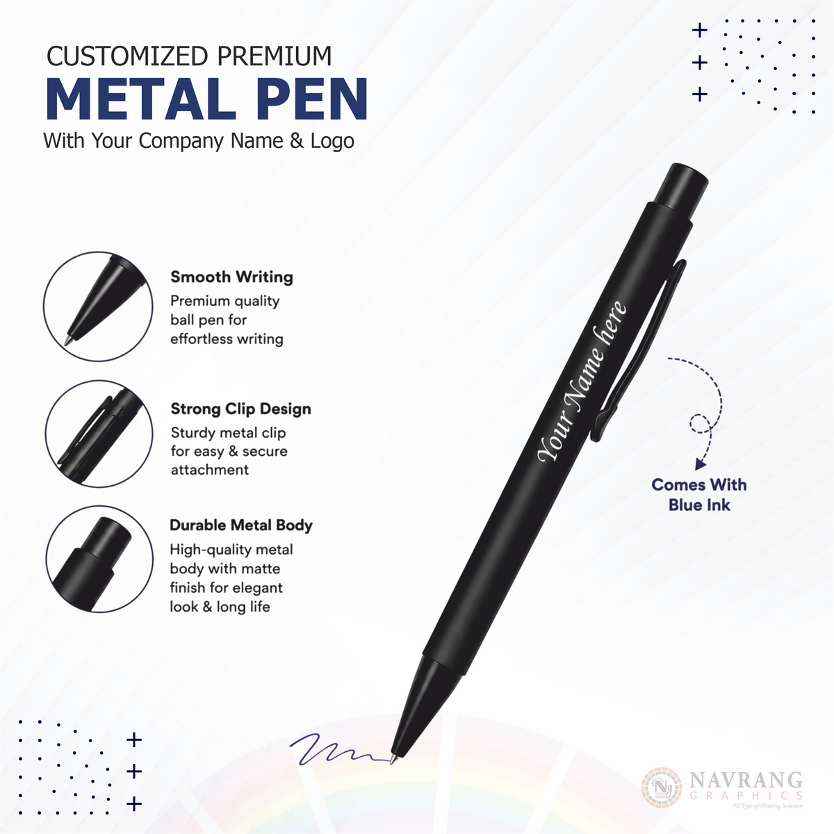 Customized Premium 2 in 1 Pen & Keychain Gift Set – Black | Pen and Key Chain NavrangGraphics.in