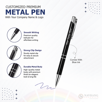Customized Premium Executive 2 in 1 Corporate Gift Set with Company Logo – Black | Peach | Diary and Pen | NavrangGraphics.in