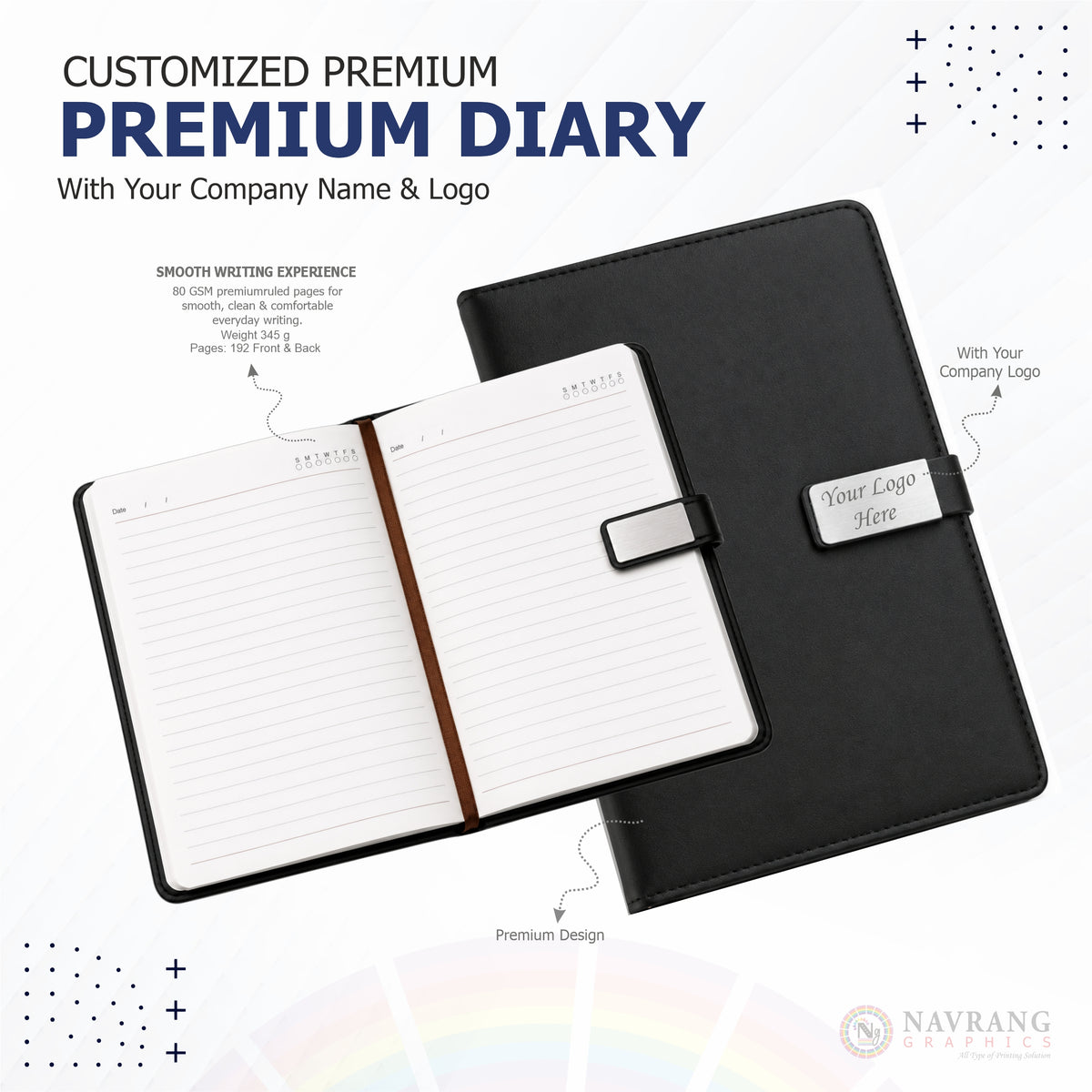 Customized Premium Executive 3 in 1 Corporate Gift Set with Company Logo | Diary, Pen and Keychain