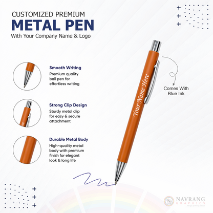 Customized Premium Executive 2 in 1 Corporate Gift Set with Company Logo – Black | Peach | Diary and Pen | NavrangGraphics.in