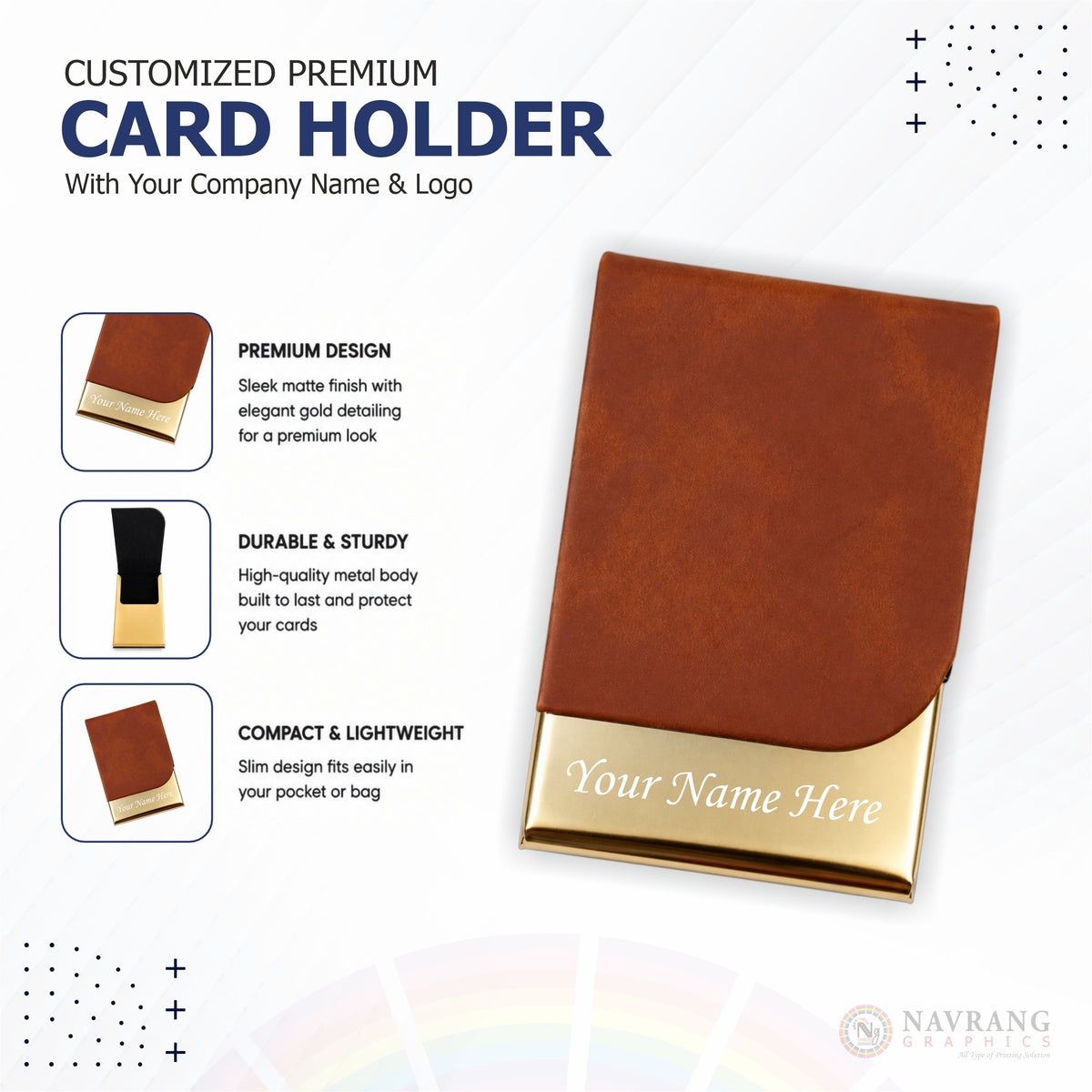 Customized Premium Executive 3 in 1 Corporate Gift Set with Company Logo | Card Holder, Pen and Keychain | NavrangGraphics.in
