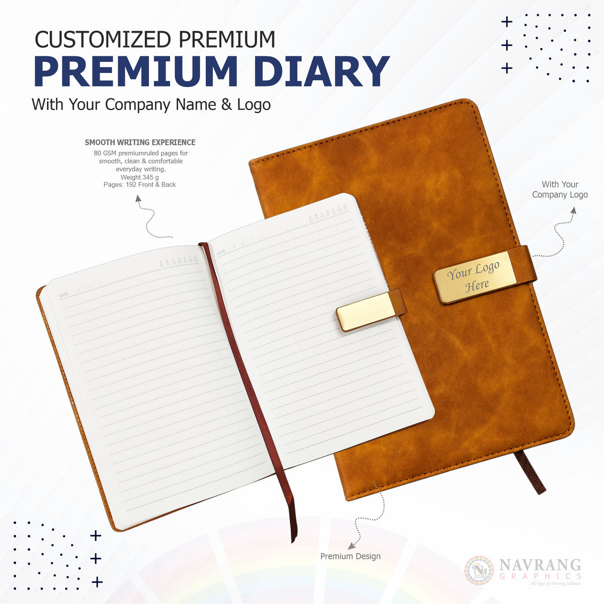 Customized Premium 4 in 1 Gift Set | Diary, Pen, Keychain & Card Holder with Company Logo | Peach Customized Polo T-Shirt With Your Company Logo | Order Logo Printed Tees | Navranggraphics.in